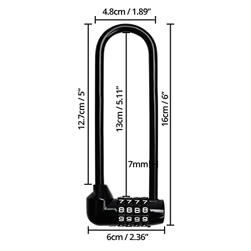 Kurtzy Candado Seguridad Combinación 4 Dígitos – 16 cm con Grillete Largo – Candado Resistente Exterior Impermeable con Código Reconfigurable - Candado Largo Bicicleta, Gimnasio, Escuela, Cobertizo