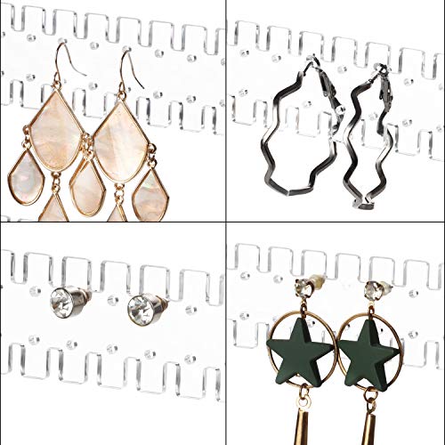 Kurtzy Expositor Pendientes Plegable de Acrílico Transparente - Organizador Pendientes 120 Pares de Pendientes – 5 Niveles y 4 Paneles para Pendientes, Brazaletes y Collares - Joyero Metacrilato