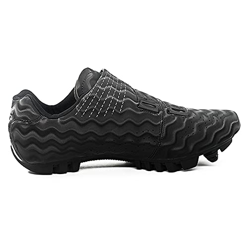 KUXUAN Zapatillas de Ciclismo para Hombre y Mujer - Zapatillas de Ciclismo de Montaña MTB con Candados,Calzado Deportivo de Invierno para Hombre y Mujer/Suelas-Nailon,Black-11UK=(275mm)=45EU