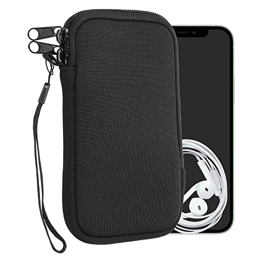 kwmobile Estuche de Neopreno Universal para Smartphone - Funda Protectora con Cremallera para L - 6,5" Negro