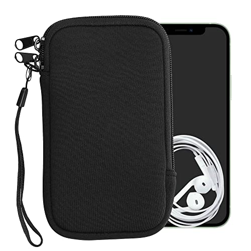 kwmobile Estuche de Neopreno Universal para Smartphone - Funda Protectora con Cremallera para L - 6,5" Negro