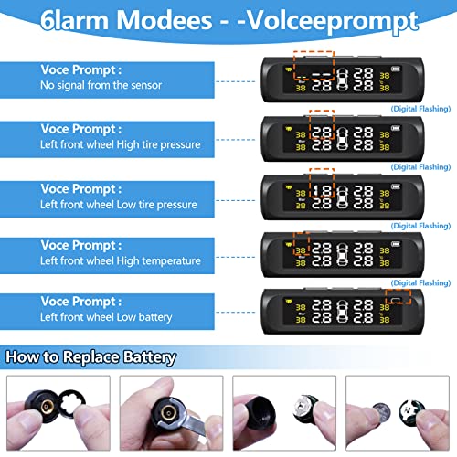 KYYKA Sistema de monitoreo de presion en Llantas TPMS Sistema de monitoreo de presión de neumáticos inalámbrico automático Solar Pantalla LCD de Alta precisión con Cuatro sensores