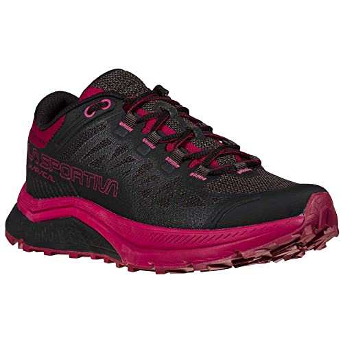 LA SPORTIVA Karacal Woman, Zapatillas de Trail Running Mujer, Black/Red Plum, 38.5 EU