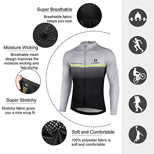 LAMEDA Maillot Ciclismo Hombre Jersey Bicicleta MTB Camiseta Ciclismo Térmica con Mangas Largas Ciclista para Entretiempo(M)