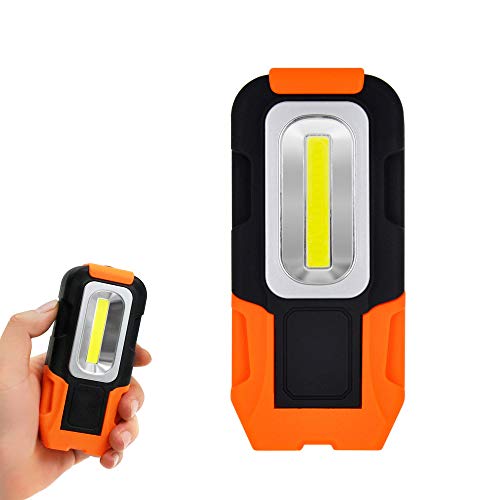 Lampara LED Linterna Lampara de Trabajo COB LED Bateria Portatil Maglite Potente con Iman y Gancho Base Plegable para Trabajar, Camping, Emergencia 3 Pilas AAA No Incluidas de Enuotek