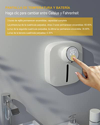 LAND CAST Dispensador Automático de Jabón, 320ML Dosificador Jabón Inteligente Sensor de Movimiento por Infrarrojo, Dispensador Gel de Baño USB Recargable para Hogar, Oficina, Baño, Hotel (Blanco)