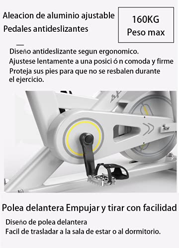 LAZY SPORTS Bicicleta Spinning Estática de Fitness. Resistencia Magneto resistencia. Asiento y Manillar Ajustable. Carga máximo 160Kg (blanco)