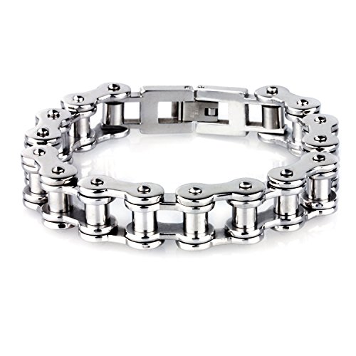 LDUDU® Pulsera para hombre de Cadena Bici de acero inoxidable antialérgico Brazalete de hombre Bike Chain color Plateado - regalo para San valentin Cumpleaños