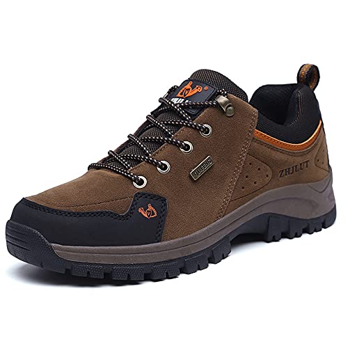 LECYGNB Zapatillas de Trekking Hombre Impermeable Zapatillas de Senderismo Al Aire Libre Botas de Montaña Zapatillas de Camping Antideslizantes Sneakers Marrón 44