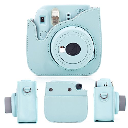 Leebotree Paquete de Accesorios Compatible con cámara Instax Mini 9 Incluye: Caso/Album/Lente para Autoretrato/Filtros/Marcos para fotos/Marcos de Películas/Bordes/Pegatinas (Azul Hielo)