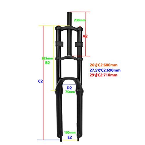 LHHL Horquilla de suspensión de bicicleta MTB 26"/27.5''/29" DH Amortiguador de choque de bicicleta 1-1/8" Travel 135mm QR (Color: Negro, Tamaño: 29")