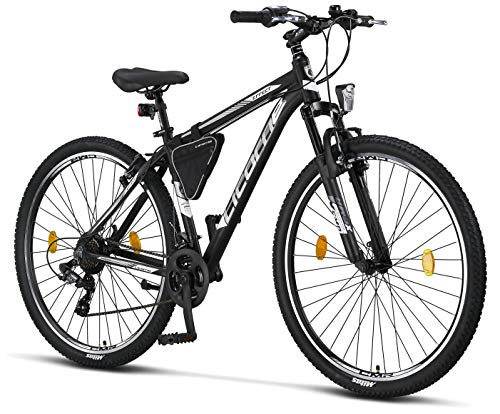 Licorne Bike Effect Premium - Bicicleta de montaña de 29 pulgadas - para niños, niñas, hombres y mujeres - Cambio de 21 velocidades - para hombre - Negro/Blanco- Freno V