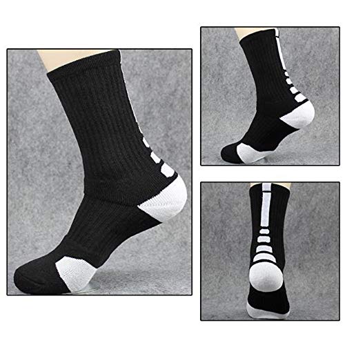 Litthing Calcetines Deportivos Antideslizantes de Algodón para Hombre Desodorante Respirables para Baloncesto Fútbol Yoga de Balonmano Correr engrosamiento de Ciclismo (Largo, 5)