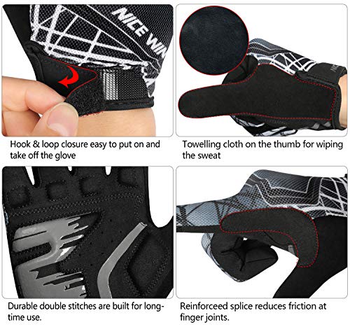 LOHOTEK Guantes de Bicicleta Ciclismo-Motocicleta de MTB Transpirable-Antideslizante - Sin-Dedos Guante Hombres Mujeres Prueba de Golpes con Diseño Antideslizante Pantalla Táctil (Negro, M)