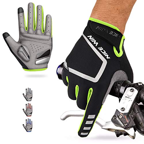 LOHOTEK Guantes de Ciclismo Motocicleta Bicicleta Montaña-Acolchados Bicicleta de Carretera de Hombres Mujeres Antideslizante Pantalla Táctil (Amarillo, XL)