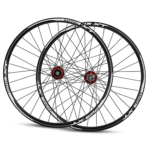 LSRRYD 26/27.5/29 Pulgadas Bicicleta Montaña Disco Freno Ruedas Juego MTB Rueda Liberación Rápida 32H Llanta Buje para 7/8/9/10/11/12 Velocidad 2015g (Color : Red hub, Size : 29 Inch)