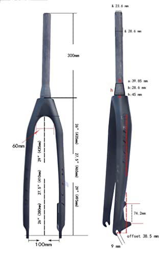 LSRRYD 26/27.5/29 Pulgadas Horquilla Rígida Freno De Disco Full Carbon Fibre Horquilla MTB 1-1/2 Horquillas QR 9mm 560g (Size : 27.5'')