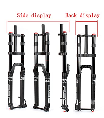 LSRRYD Bicicleta Montaña Aire Suspensión Horquilla Cuesta Abajo 26/27.5/29'' MTB Doble Hombro Horquillas Freno Disco 1-1/8 15mm Eje Pasante 130mm Recorrido Ajuste Rebote HL 2400g (Size : 27.5'')