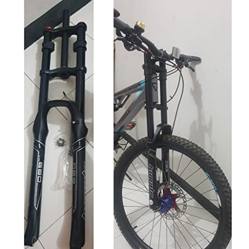 LSRRYD MTB Horquilla De Suspensión 26 27.5 29 Horquilla De Bicicleta 1-1/8 Straight Bicicleta De Frente Tenedor (Color : Oil Thru AXLE, Size : 27.5'')