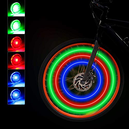 Luces de Rueda de Bicicleta Luces de Radios de Bicicleta Ciclismo LED Impermeable Luces Rueda Bicicleta Colores Luz Radio Llanta 3 Colores con Baterias Incluidas para Seguridad (6 Piezas)