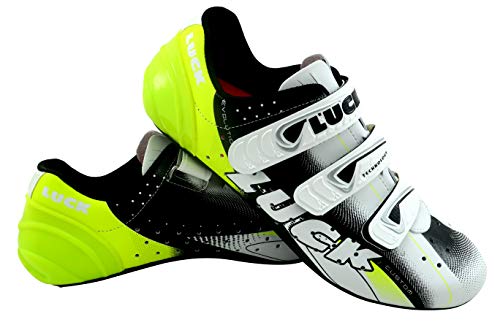 LUCK EVO Zapatillas de Ciclismo Carretera, Unisex Adulto, Amarillo, 44 EU