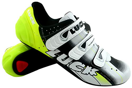 LUCK EVO Zapatillas de Ciclismo Carretera, Unisex Adulto, Amarillo, 44 EU