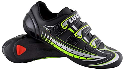 LUCK Zapatilla de Ciclismo Mega, para Carretera, con Suela de Carbono y Triple Tira de Velcro. (43 EU)