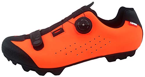 LUCK Zapatilla de Ciclismo MTB ÍCARO con Suela de Carbono y Sistema rotativo de precisión acompañada de un Velcro. (37 EU, Naranja)