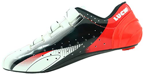 LUCK Zapatillas de Ciclismo EVO, para Carretera, con Suela de Carbono,Muy rigida y Ligera y Triple Tira de Velcro. (46 EU)