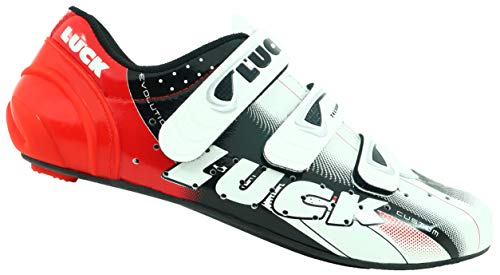 LUCK Zapatillas de Ciclismo EVO, para Carretera, con Suela de Carbono,Muy rigida y Ligera y Triple Tira de Velcro. (47 EU)