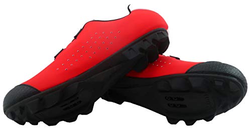 LUCK Zapatillas de Ciclismo MTB ÍCARO con Suela de Carbono y Sistema rotativo de precisión acompañada de un Velcro. (39 EU, Rojo)