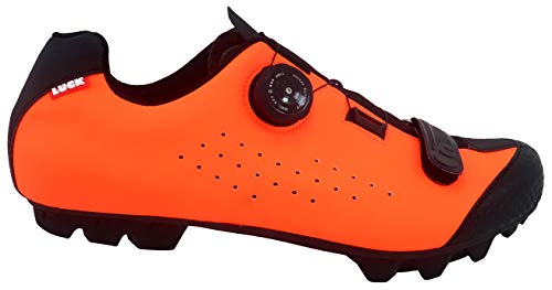 LUCK Zapatillas de Ciclismo MTB ÍCARO con Suela de Carbono y Sistema rotativo de precisión acompañada de un Velcro. (44 EU, Naranja)