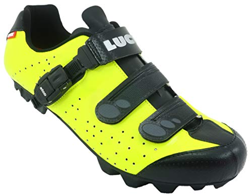 LUCK Zapatillas de Ciclismo MTB ODÍN con Suela de Carbono y Cierre milimétrico de precisión. (37 EU, Amarillo)