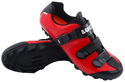 LUCK Zapatillas de Ciclismo MTB ODÍN con Suela de Carbono y Cierre milimétrico de precisión. (43 EU, Rojo)