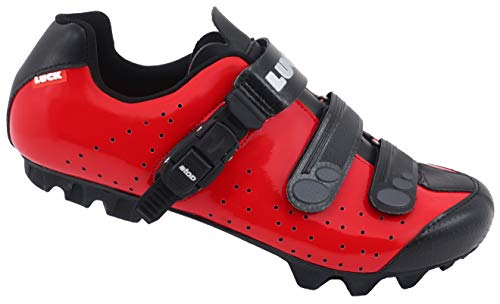 LUCK Zapatillas de Ciclismo MTB ODÍN con Suela de Carbono y Cierre milimétrico de precisión. (43 EU, Rojo)