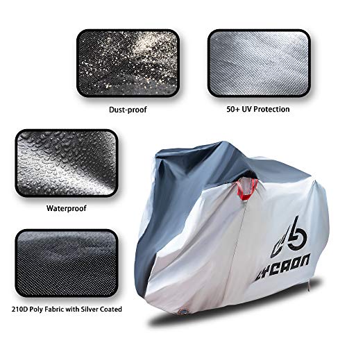 LYCAON Fundas para Bicicletas, 210D Poly Fabric UV Protection Impermeable Anti Dust Bike Rain Cover para Bicicletas de Carretera de Montaña, con Bolsa de Almacenamiento (For 26'' Bike/Plata)