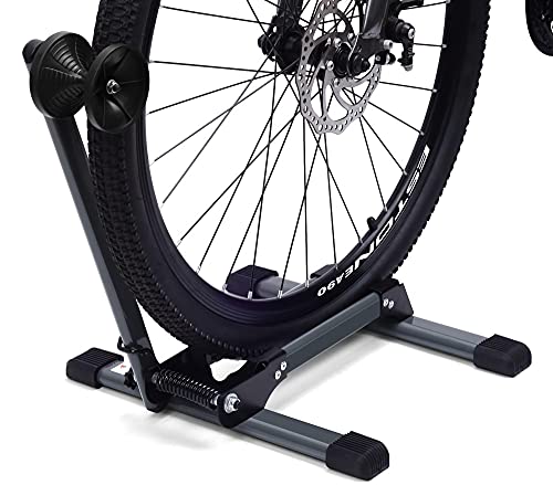 H&ZT Soporte de suelo para bicicleta, juego de 2, soporte de  estacionamiento gratuito para bicicletas de 1 a 2 neumáticos gruesos,  Mountain Road para