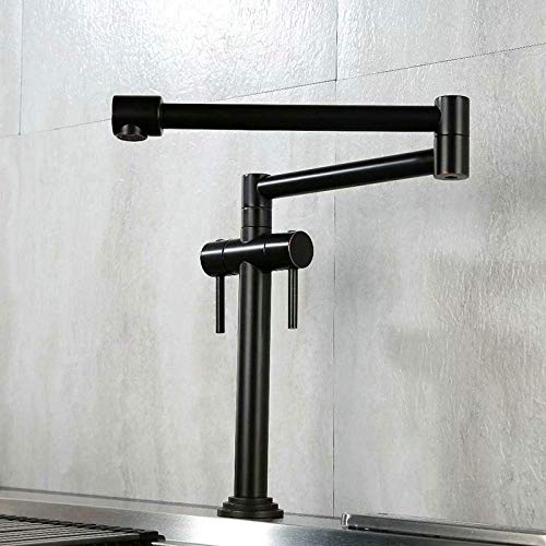 LYLSXY Grifos, Grúa Giratoria de Latónizo Grifo de Cocina Instalación de Cubierta Grifo de Lavabo Plegable Níquel Cepillado/Negro/Cromo/Oro/Orbe Grifo de Cocina Níquel Cepillado