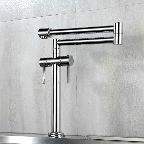 LYLSXY Grifos, Grúa Giratoria de Latónizo Grifo de Cocina Instalación de Cubierta Grifo de Lavabo Plegable Níquel Cepillado/Negro/Cromo/Oro/Orbe Grifo de Cocina Níquel Cepillado