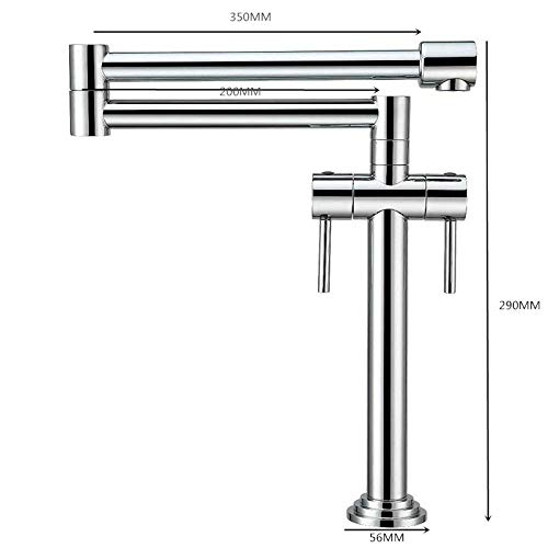 LYLSXY Grifos, Grúa Giratoria de Latónizo Grifo de Cocina Instalación de Cubierta Grifo de Lavabo Plegable Níquel Cepillado/Negro/Cromo/Oro/Orbe Grifo de Cocina Níquel Cepillado