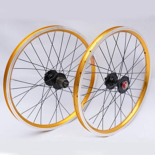 LYzpf Montaña Llantas Bicicleta Rueda Perfil Delantera Trasera Bici Rim Conjunto 20 Inch Freno Disco 4 Rodamientos Equipamiento