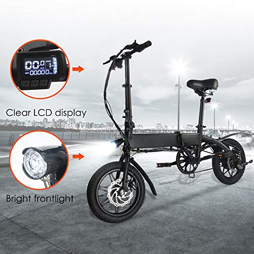 M MEGAWHEELS Bicicleta electrica Plegable, Bicicleta electrica e-Bike hasta 25 km/h, Bici Electricas Adulto con Ruedas de 14", Batería 36V 7.5Ah, Asiento Ajustable, con Pedales.