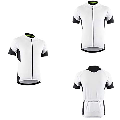 Maillot Ciclismo Hombre Verano,Hombre Camiseta Ciclismo Manga Corta,Transpirable Secado Rápido Camiseta Manga Corta Bicicleta,para MTB Bici Maillots(Size:XXL,Color:Blanco)