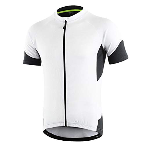 Maillot Ciclismo Hombre Verano,Hombre Camiseta Ciclismo Manga Corta,Transpirable Secado Rápido Camiseta Manga Corta Bicicleta,para MTB Bici Maillots(Size:XXL,Color:Blanco)