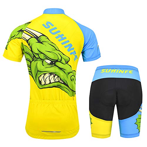 Maillot Ciclismo Niño, Dibujos Animados Secado rápido Conjunto Ciclismo con culotes para MB, Traje Ciclismo Mujer Verano (3XS, Cocodrilo)