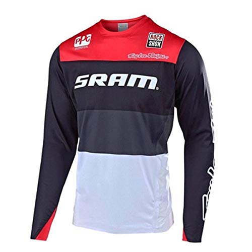 Maillot De Ciclismo De Manga Larga para Hombres, Tops De MTB De Tela Transpirable De Secado Rápido, Camisetas, Ropa De Descenso (H-06,M)