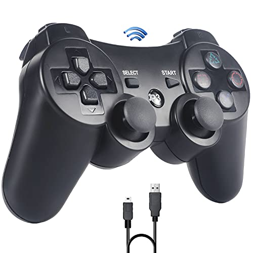 Mando PS3,Sefitopher Bluetooth Controller Joystick con Doble vibración Compatible para Playstation 3 con Cable