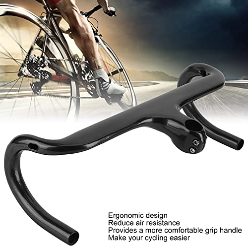 Manillar de fibra de carbono, material de fibra de carbono Diseño ergonómico Manillar de bicicleta de carretera Agarre en forma de ala para bicicletas de gravel para entusiastas de la