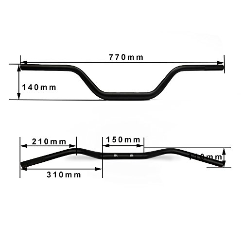 Manillar Moto 28mm,Manillar de Motocross de Pliegue Bajo 1 1/8 Universaler für Yamah.a Kawasaki H.o.n.d.a Suzuki Pit Dirt Bike ATV (Negro)