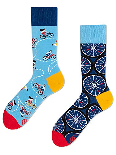 Many Mornings The Bicycles Calcetines multicolores con tema de bicicleta, ruedas, ciclistas, viento, libertad (39-42)